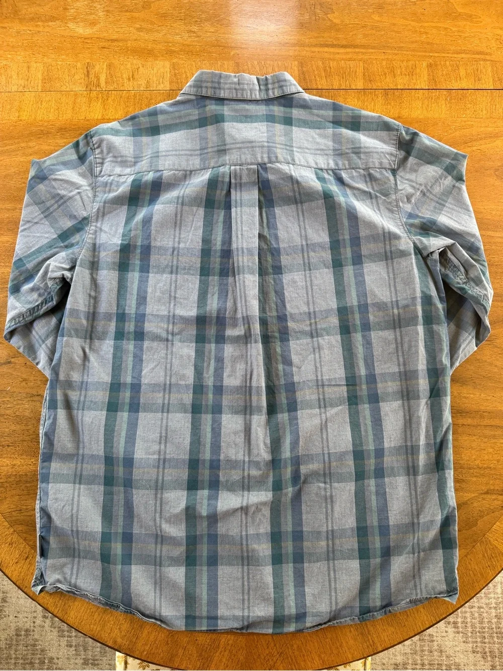 The North Face Men's Gray & Blue Plaid Button-Down Shirt